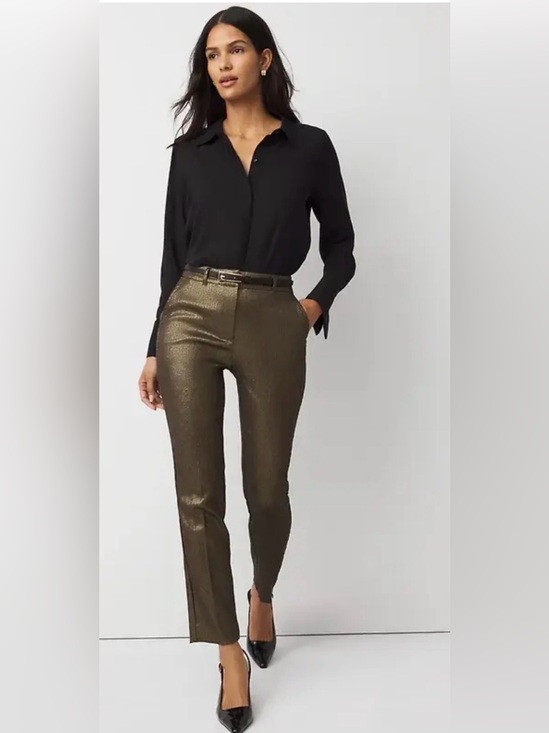 White House Black Market Pants - NWOT White House Black Market Gold Metallic The Slim Ankle Size 0